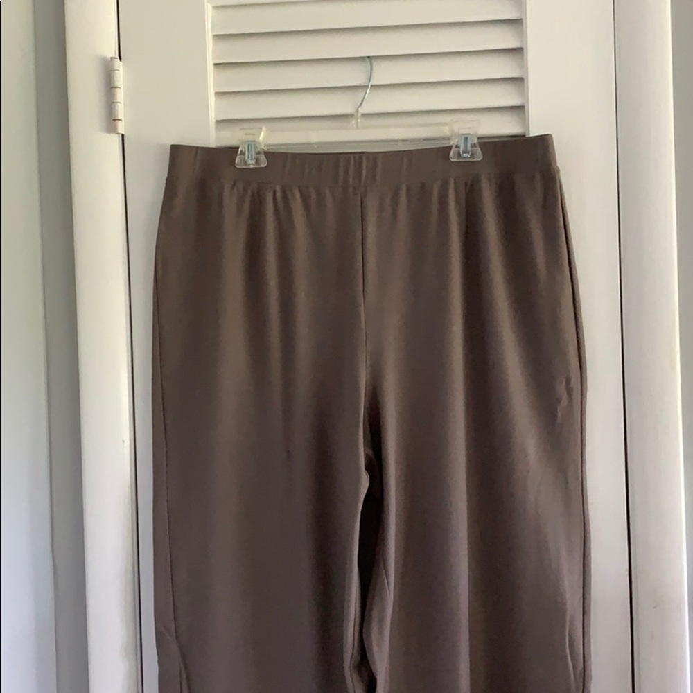Eileen Fisher Gray Crepe Straight Leg Knit Pant 2X